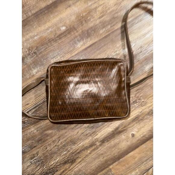 MARIO VALENTINO V Logo Shoulder Cross Body Bag PVC Leather Brown 7625L - Picture 8 of 15